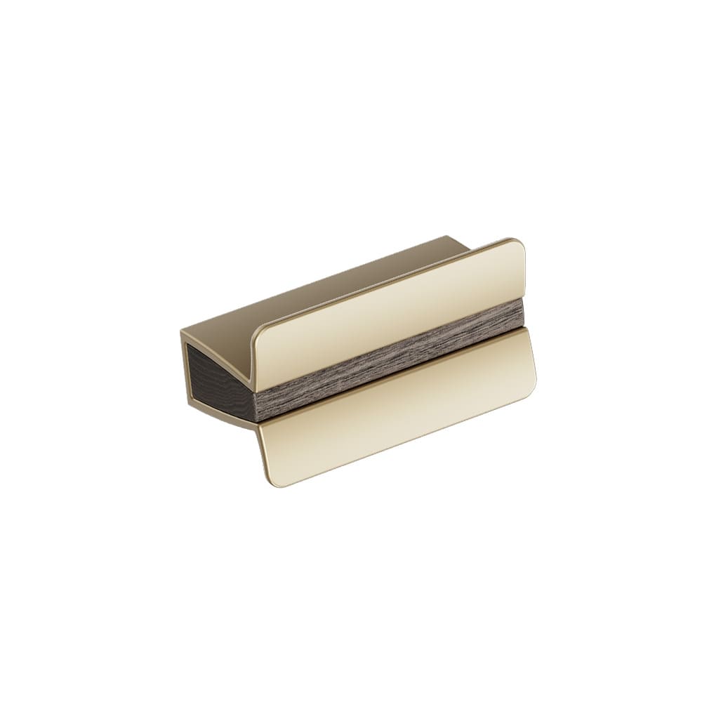 Poignée Papillon - 32mm -  Chêne Teinté Foncé/Laiton Mat