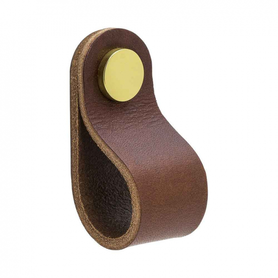 Loop Ronde - Cuir Marron/Laiton