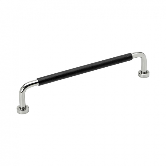 Poignée Lounge - 160mm - Chrome/Cuir Noir