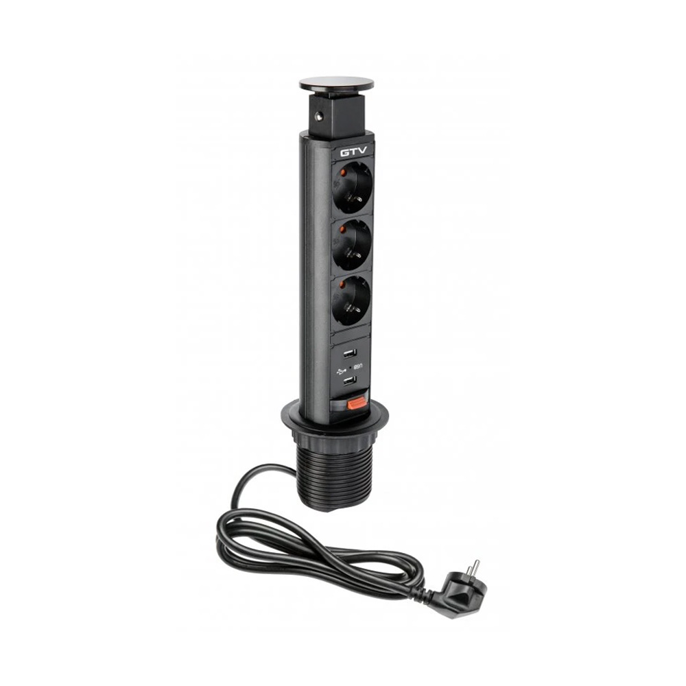 Colonne Électrique 60mm 3pcs 230V Prise 2pcs USB – Noir