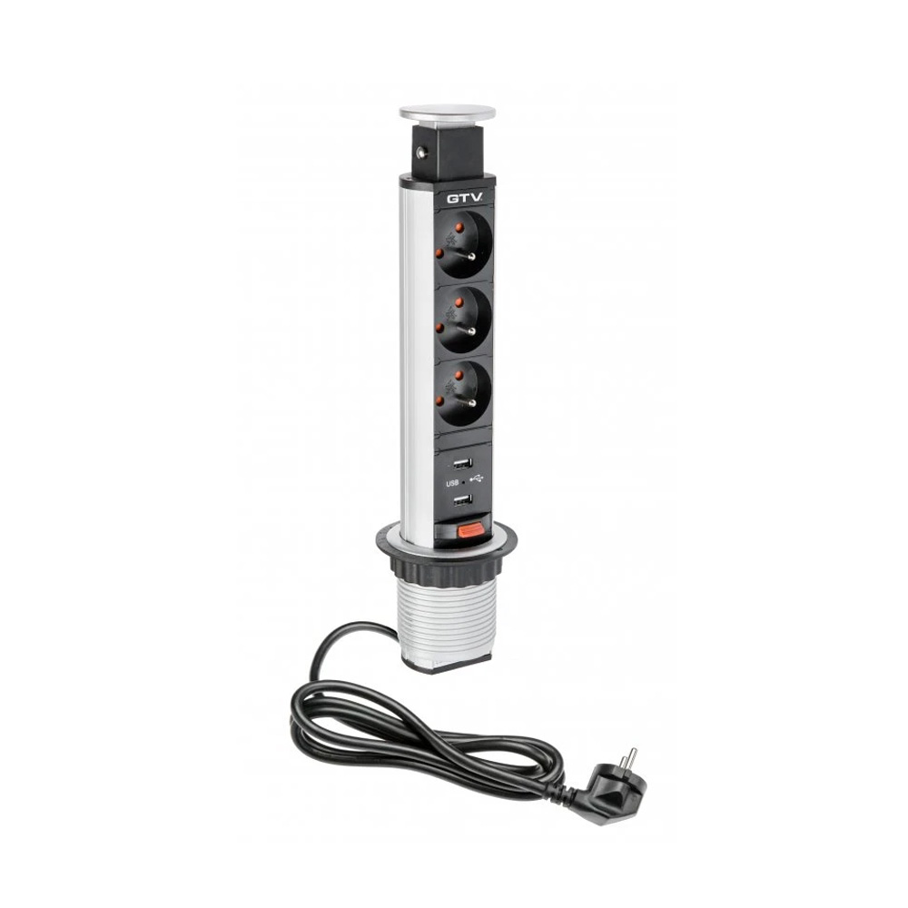 Colonne Électrique 60mm 3pcs 230V Prise 2pcs USB – Argent