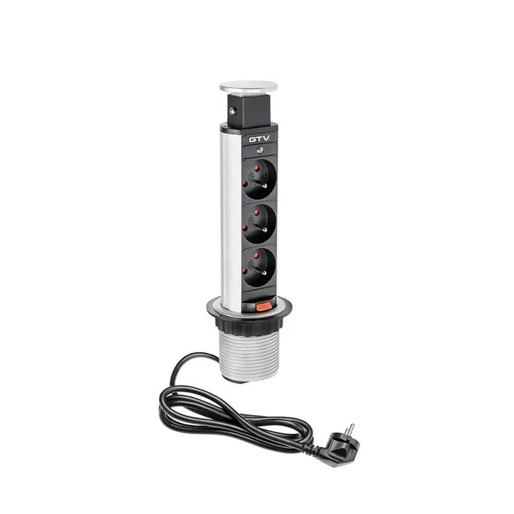 Colonne Électrique 60mm 3pcs 230V Prise EU – Argent