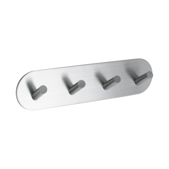 Patère Porte-serviettes Base 100 4-patère - Fini Acier Inoxydable Brossé