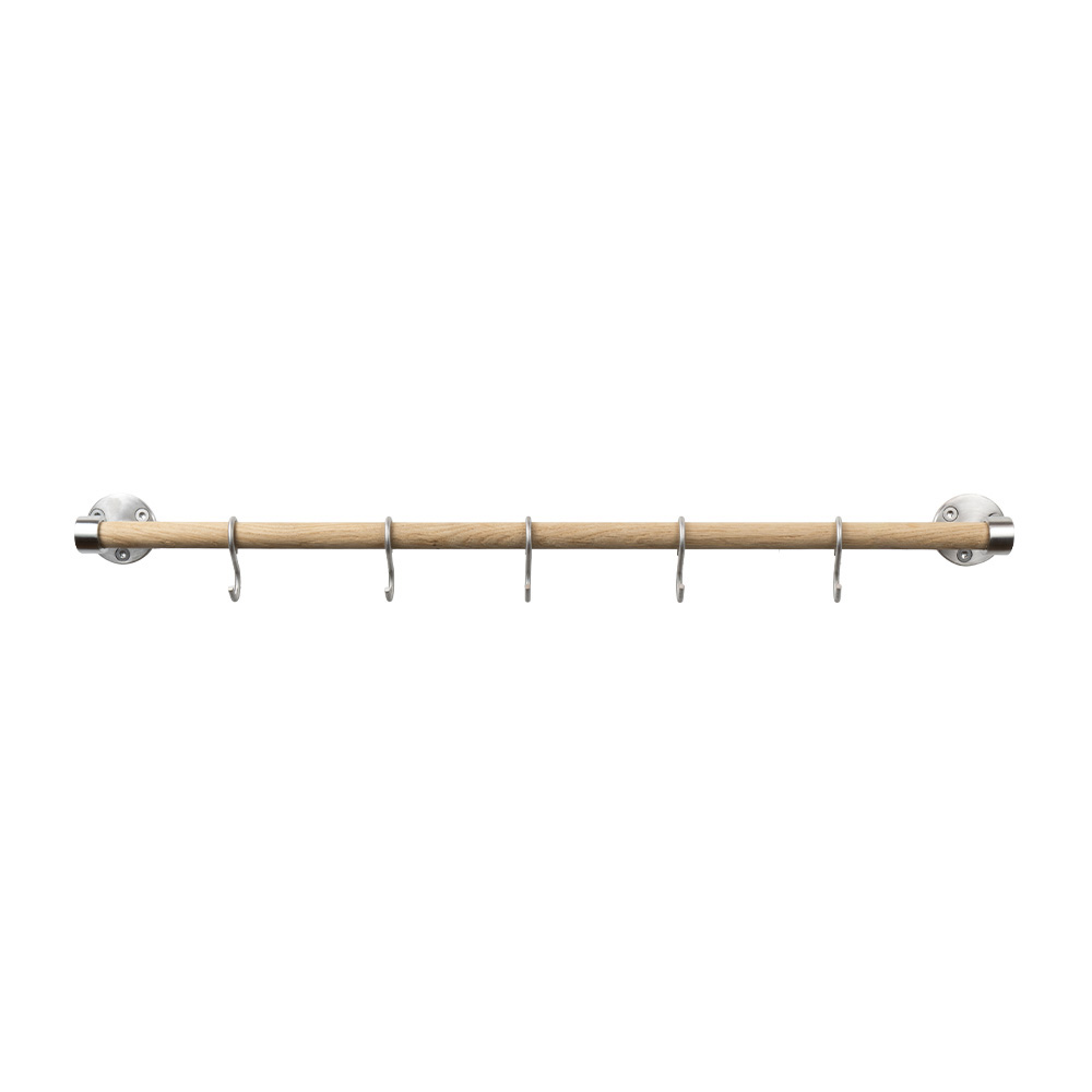 Barre De Cuisine Murale Aveny - 600mm - Complet - Chêne/Inox Brossé