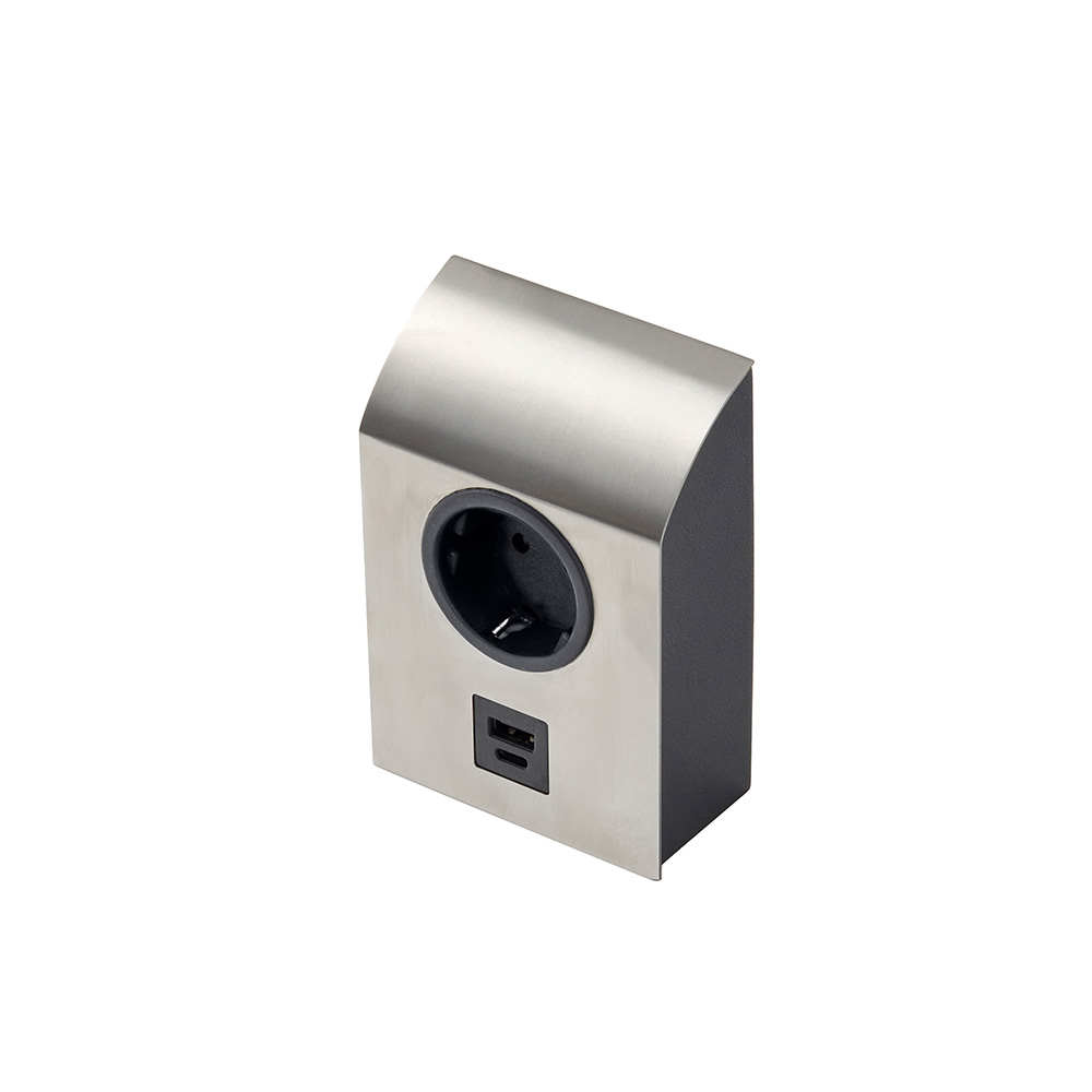 Prise De Courant Mini Born - Aspect Inox