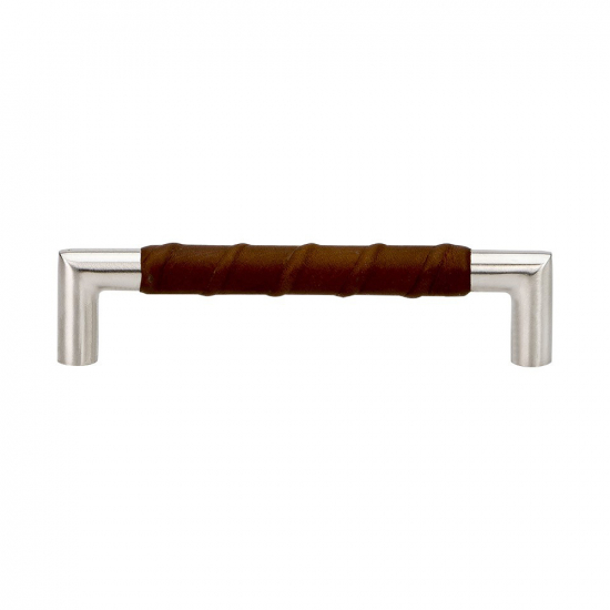 Poignée Norma 12 - Aspect Inoxydable/Cuir Marron