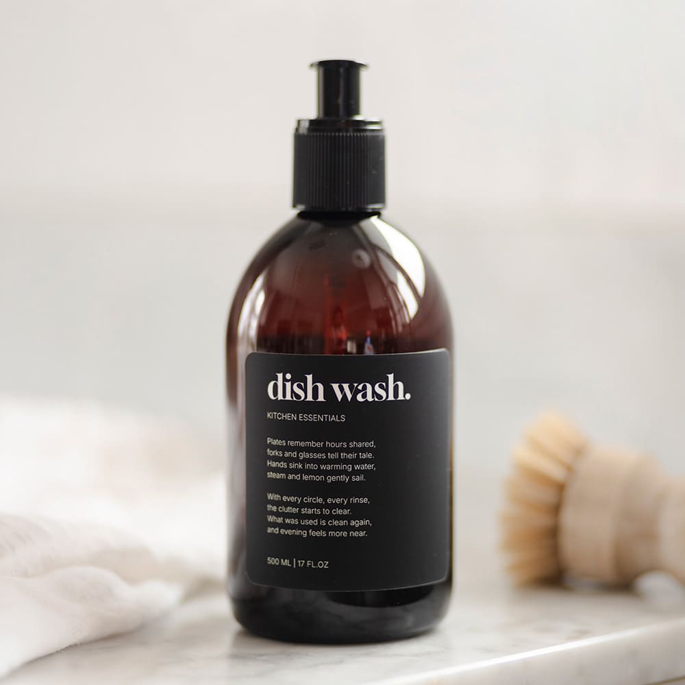 Étiquette Adhésive Premium - Dish Wash - Noir Mat