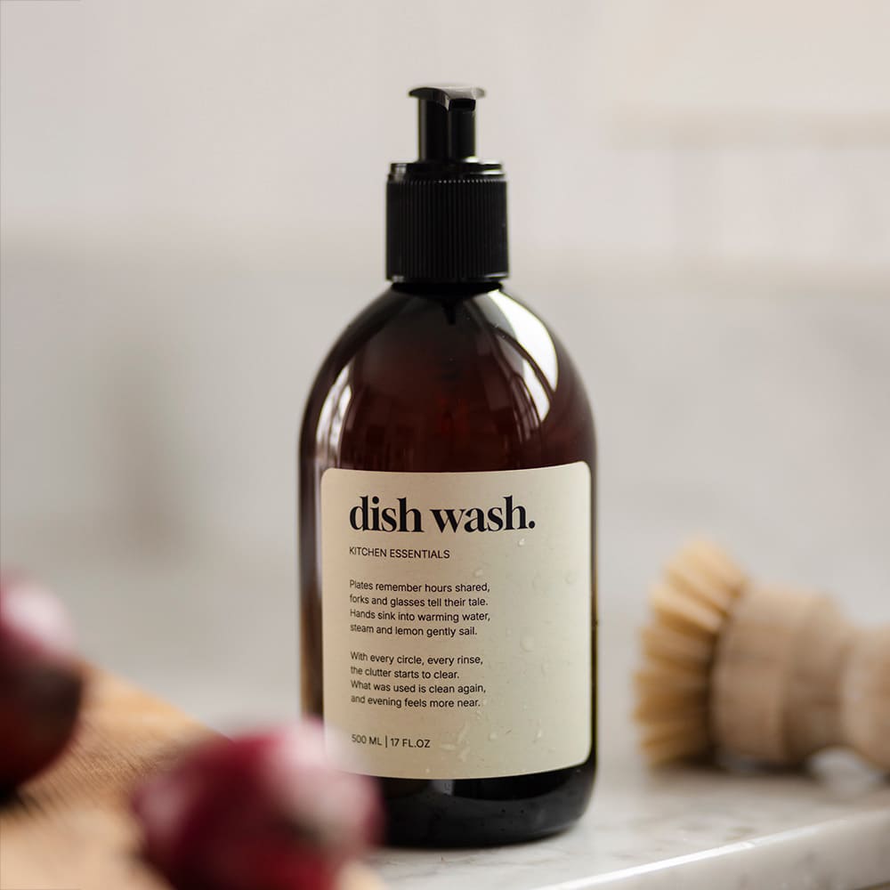 Étiquette Adhésive Premium - Dish Wash - Beige