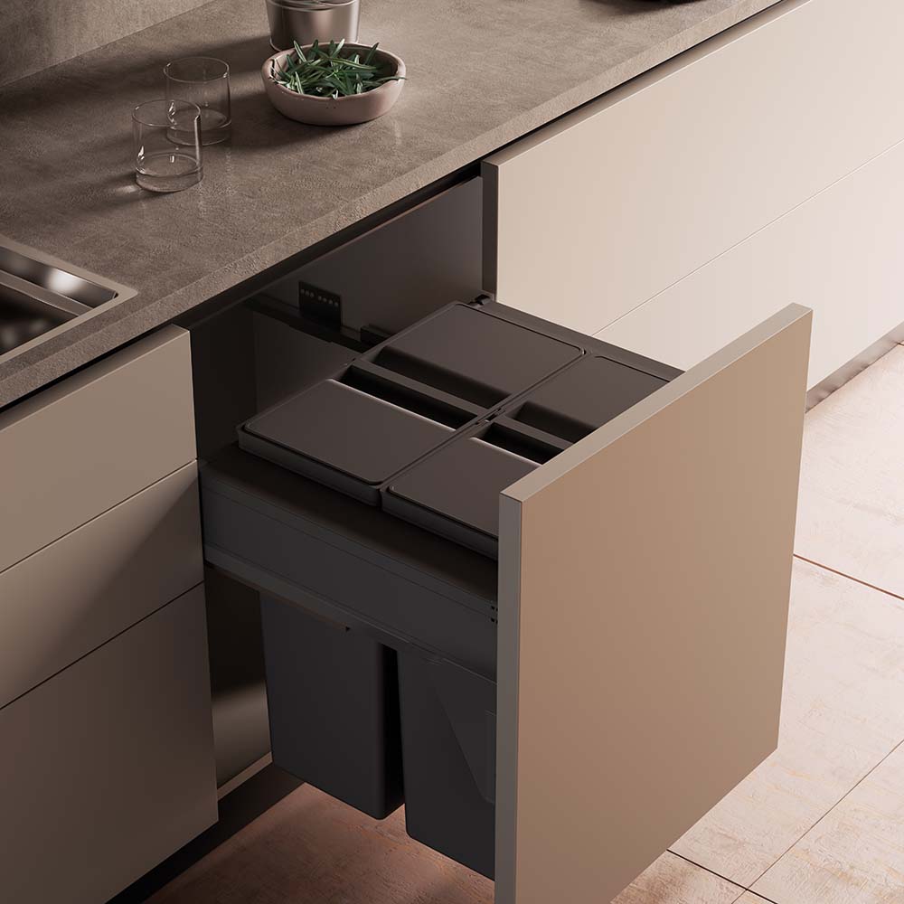 Poubelle De Tri Sélectif large - Gris Foncé