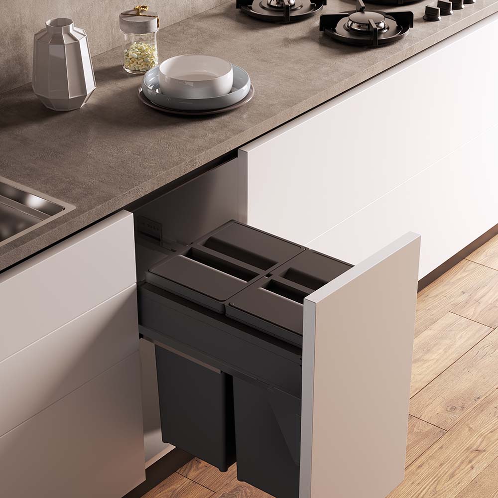 Poubelle De Tri Sélectif large - Gris Foncé