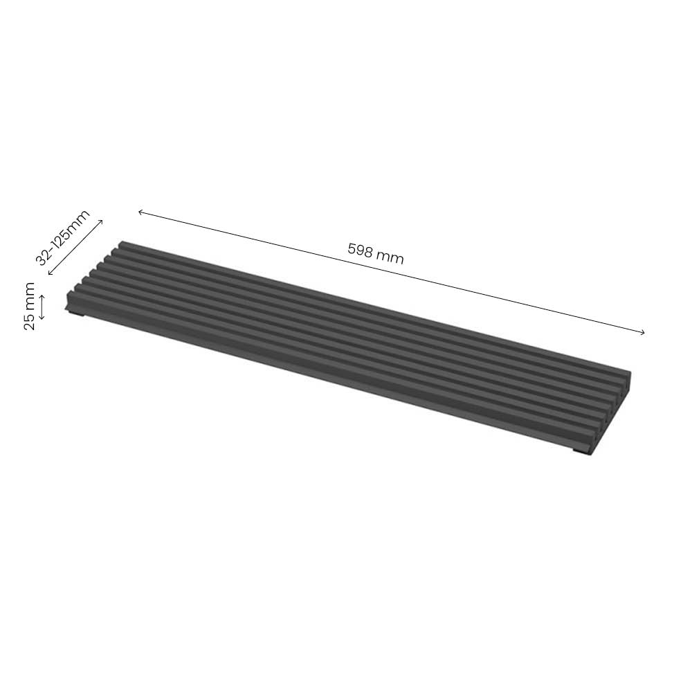 Grille D'aération - 598x125 - Noir Mat