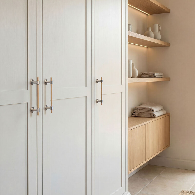 Poignée Uniform - 128mm - Chêne/Inox Brossé