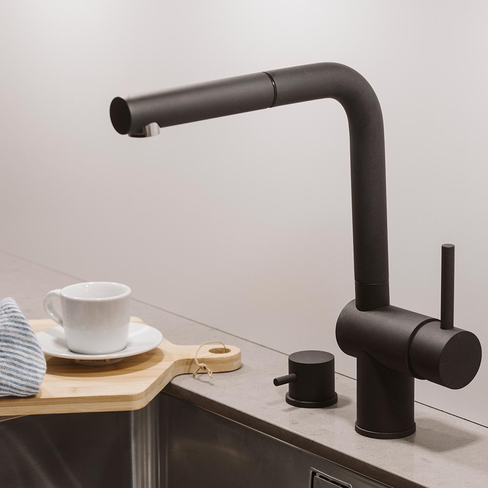 Mitigeur de Cuisine Venedig - Bec Extractible - Silgranit Noir