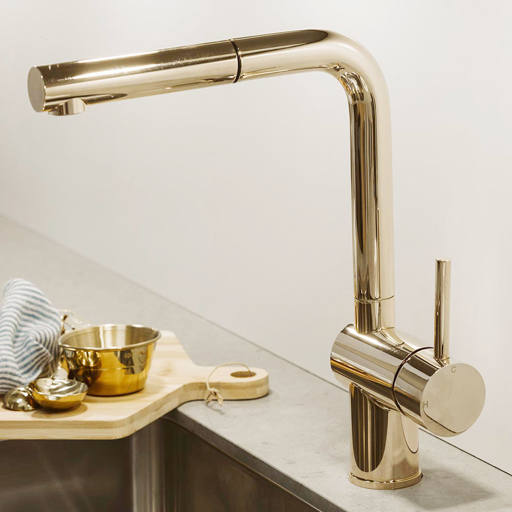 Mitigeur de Cuisine Venedig - Bec Extractible - Laiton Clair