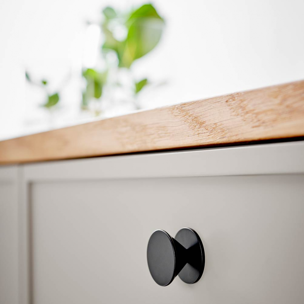 Bouton d'armoire Orbite, 35 mm, noir mat