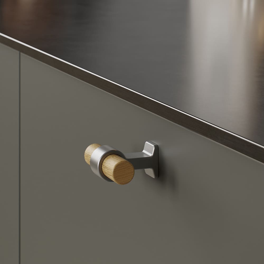 Bouton T Bond - Chêne/Aspect Inox