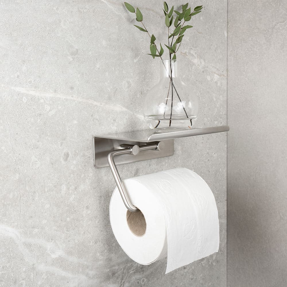 Porte Papier Toilette Avec ÉtagèreBase - Acier Inoxydable Brossé