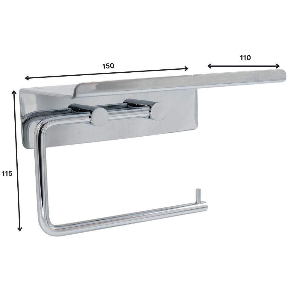 Porte Papier Toilette Avec Étagère - Chrome
