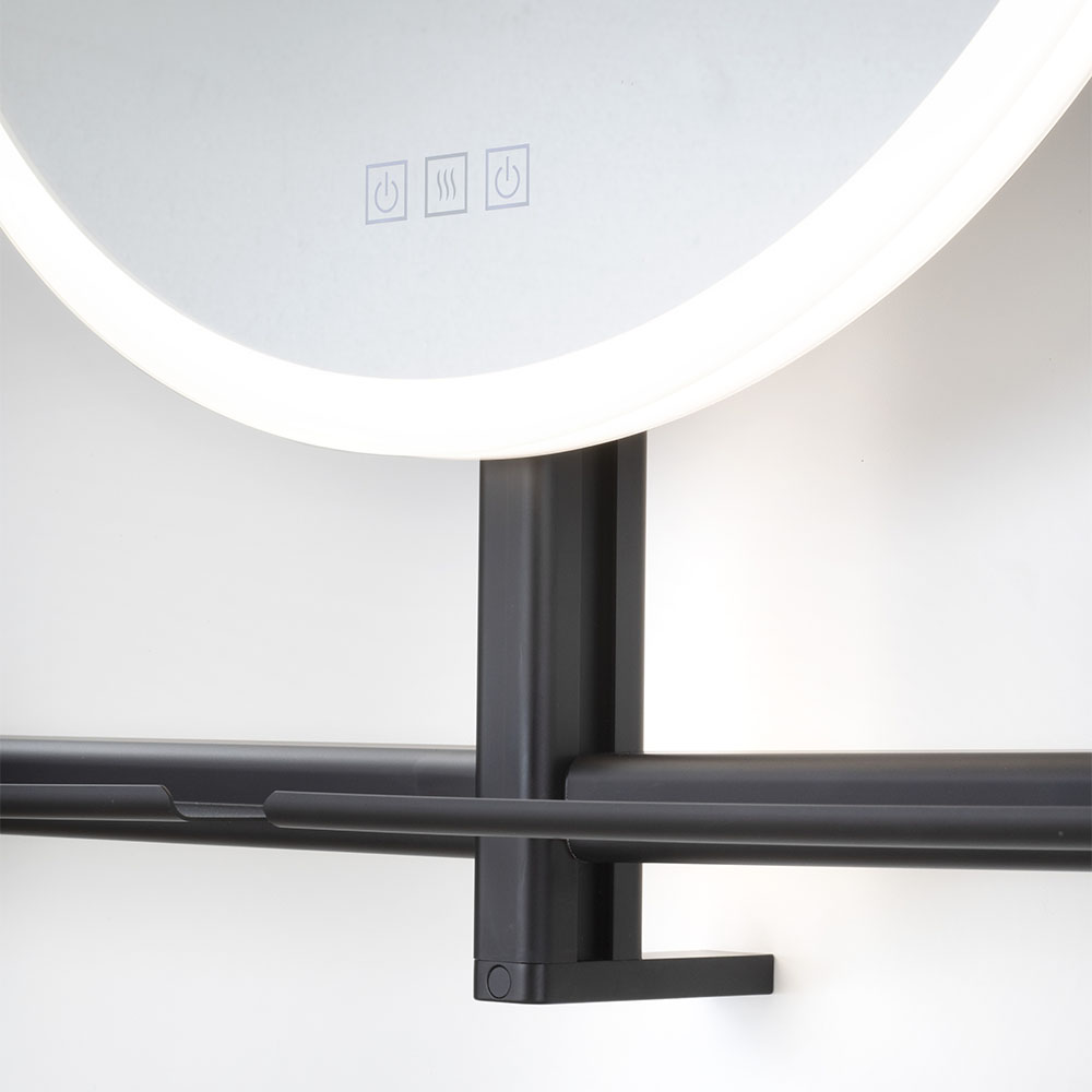  Miroir de salle de bain IO avec éclairage & étagère - Noir