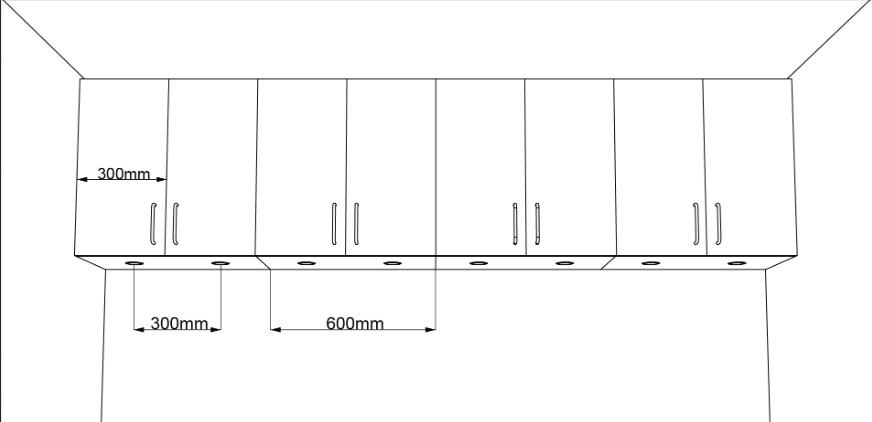 Écartement des spots LED sur des portes de 300 mm de large