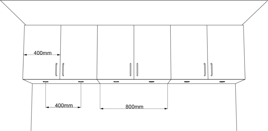 Écartement des spots LED sur des portes de 400 mm de large