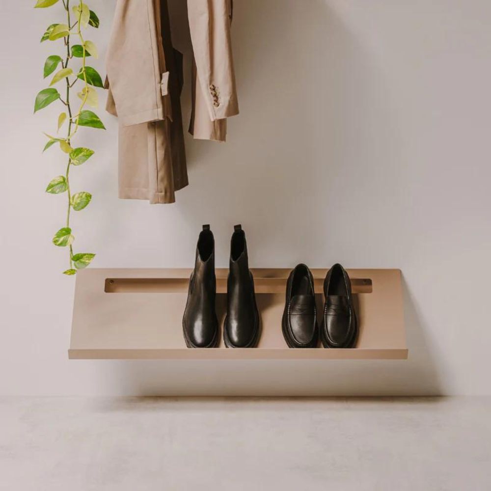 Étagère à chaussures beige pour entrée