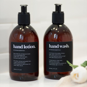 Étiquette Adhésive Premium - Hand Wash - Noir Mat