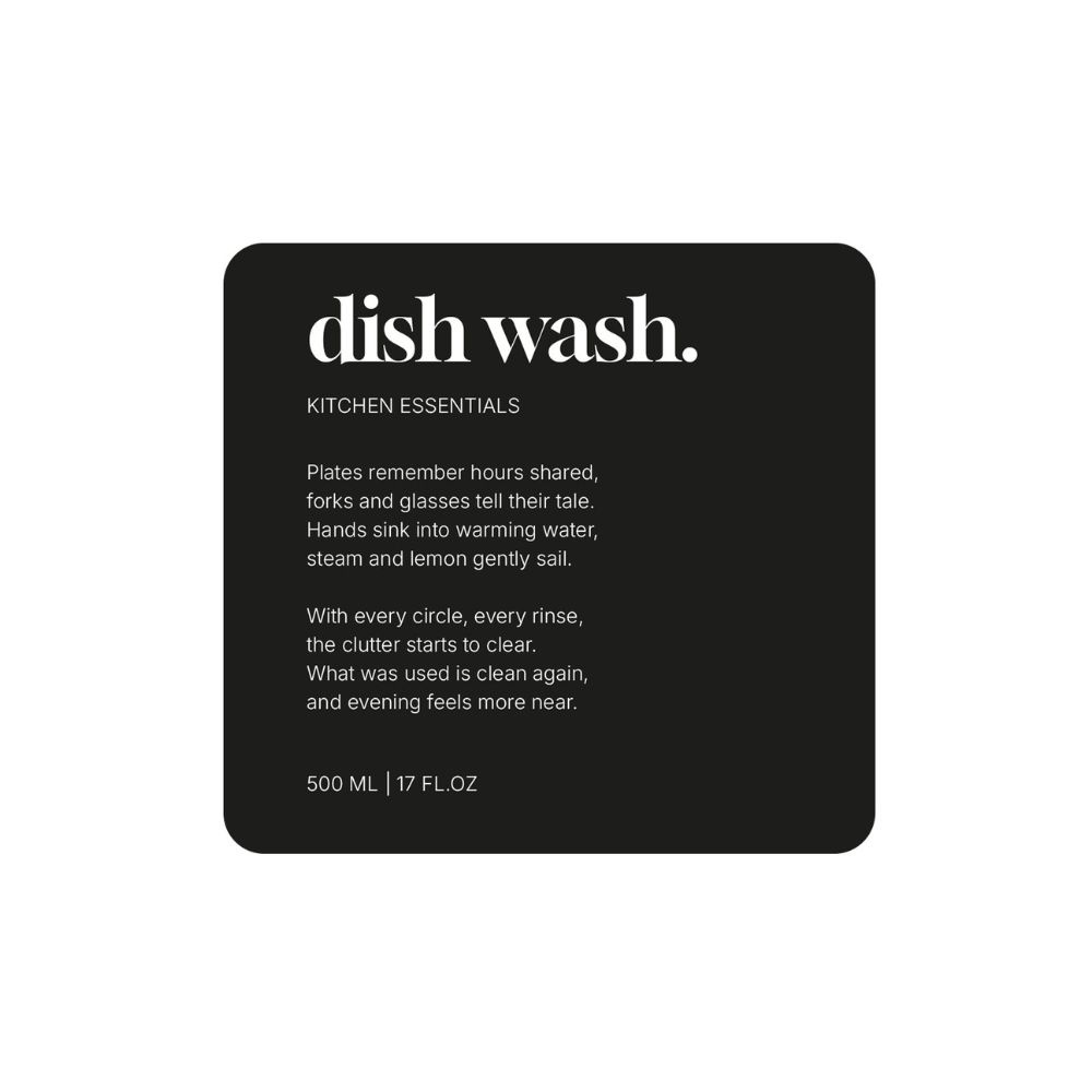 Étiquette Adhésive Premium - Dish Wash - Noir Mat