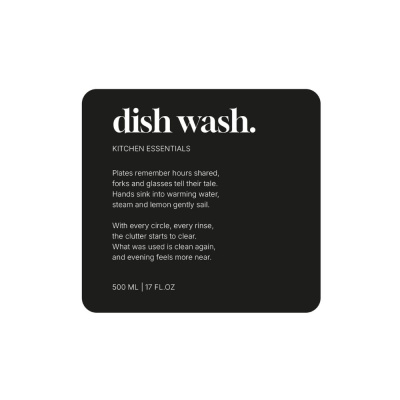 Étiquette Adhésive Premium - Dish Wash - Noir Mat dans le groupe Accessoires salle de bain / Afficher tous les accessoires bain / Distributeur savon mural chez Beslag Online (10185-BO)
