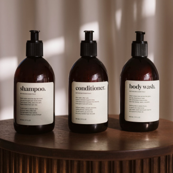 Étiquette Adhésive Premium - Shampoo - Beige