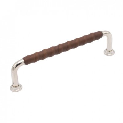Poignée 1353 - 128mm - Nickelé/Cuir Marron dans le groupe Poignées / Couleur/Matériau / Cuir chez Beslag Online (330725-11)