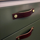 Poignée Loop - 128 mm - Cuir Marron/Laiton