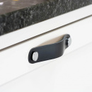 Poignée Loop Round - 128mm - Cuir Noir/Noir