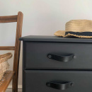 Poignée Loop Round - 128mm - Cuir Noir/Noir