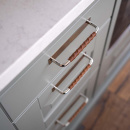 Poignée Royal Deluxe - 128mm - Nickelé/Cuir Marron