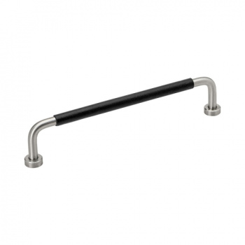 Poignée Lounge - 160mm - Acier Inoxydable/Cuir Noir