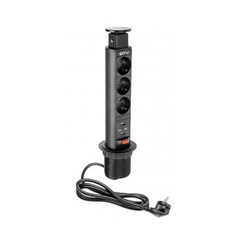 Colonne Électrique 60mm 3pcs 230V Prise 2pcs USB – Noir