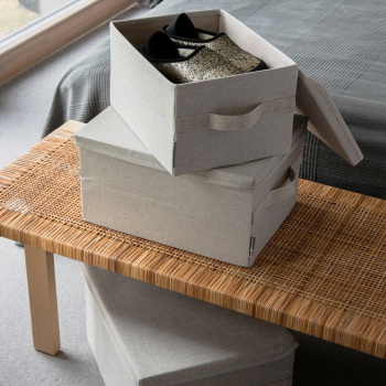 Boîte de rangement avec couvercle - Beige