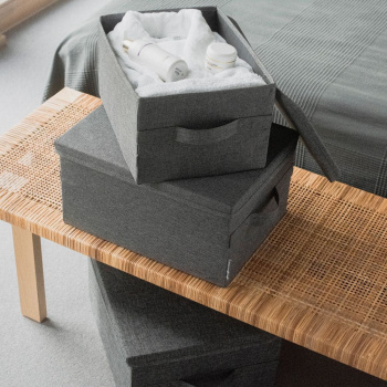 Boîte de rangement avec couvercle - Gris