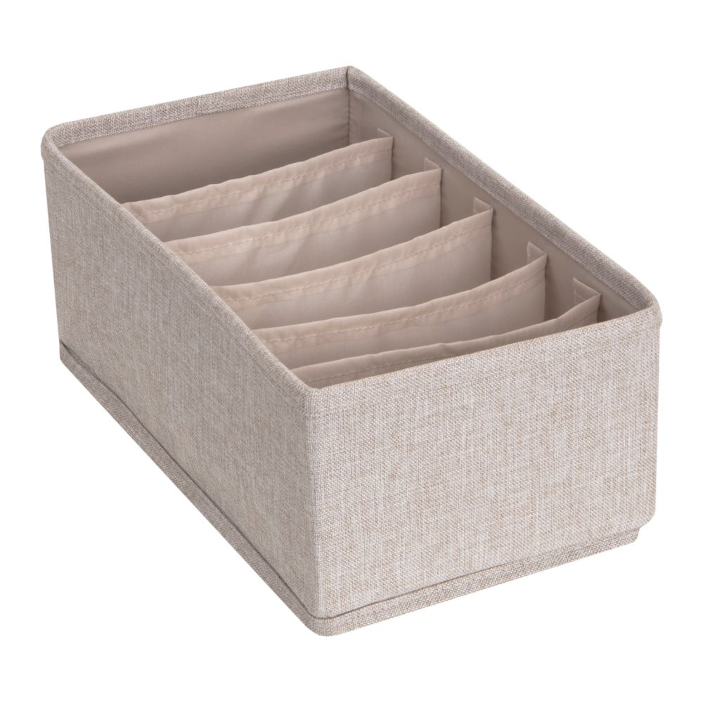 Boîte de rangement à 6 compartiments - Beige