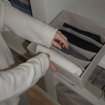 Boîte de rangement à 6 compartiments - Beige
