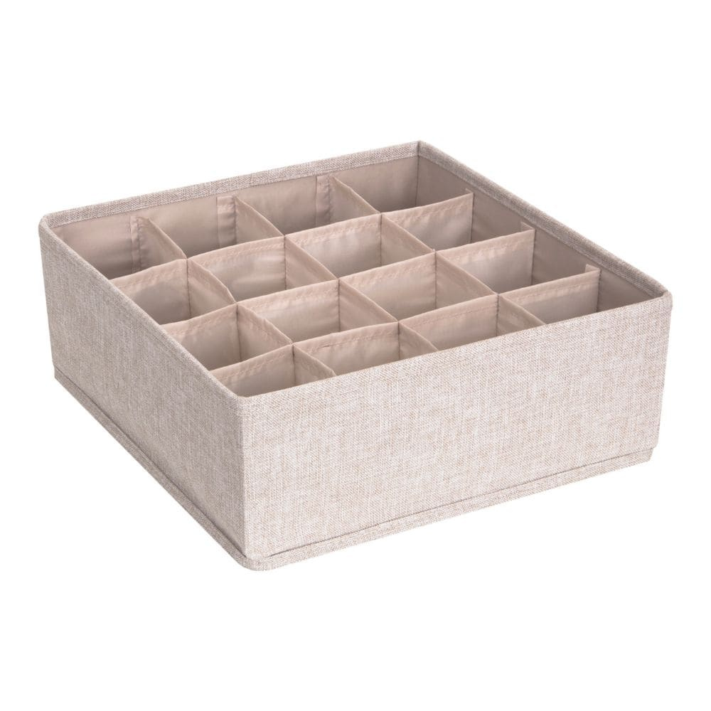 Boîte de rangement à 16 compartiments - Beige