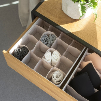 Boîte de rangement à 16 compartiments - Beige