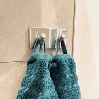 Patère Porte-serviette Base 200 2-patère - Fini Acier Inoxydable Brossé
