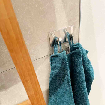 Patère Porte-serviette Base 200 2-patère - Fini Acier Inoxydable Brossé