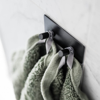Patère Porte-serviettes Base 200 2-patère - Noir Mat