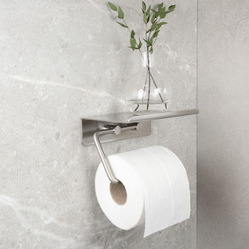 Porte Papier Toilette Avec ÉtagèreBase - Acier Inoxydable Brossé