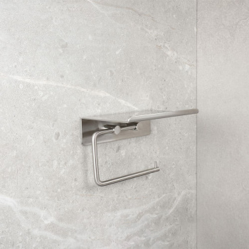 Porte Papier Toilette Avec ÉtagèreBase - Acier Inoxydable Brossé