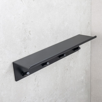 Etagère De Salle De Bain Avec Bande Á Crochets Base - Noir Mat