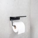 Porte Papier Toilette Avec Étagère - Noir Mat